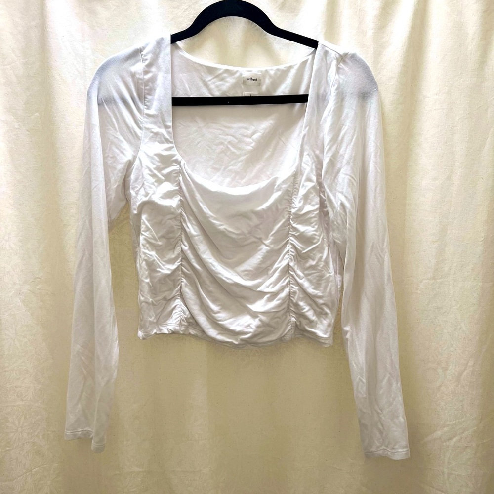 Wilfred ruched cropped long sleeve T